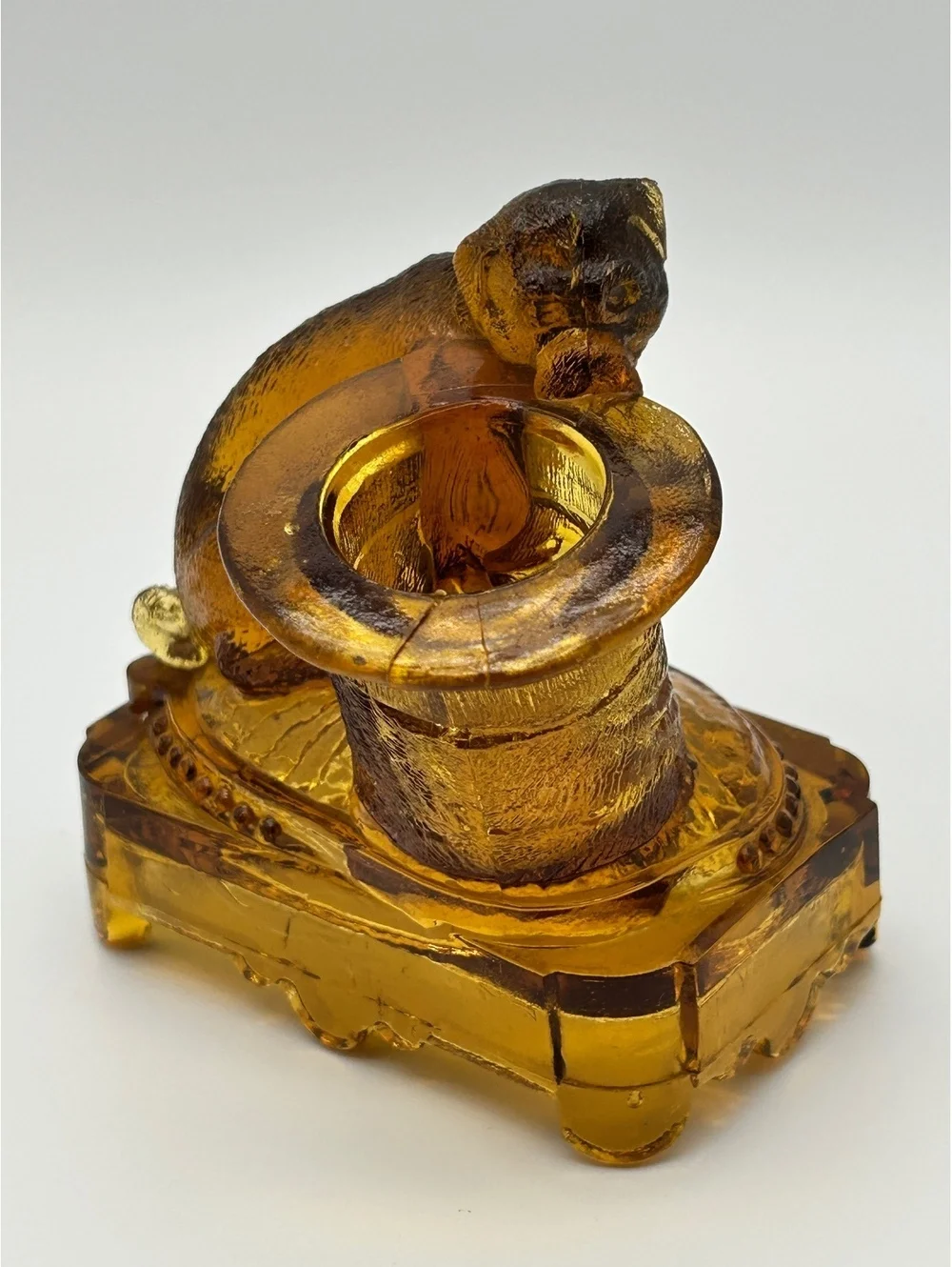 EAPG Belmont Glassworks Dog and Hat Toothpicks Holder- late 19th centurey